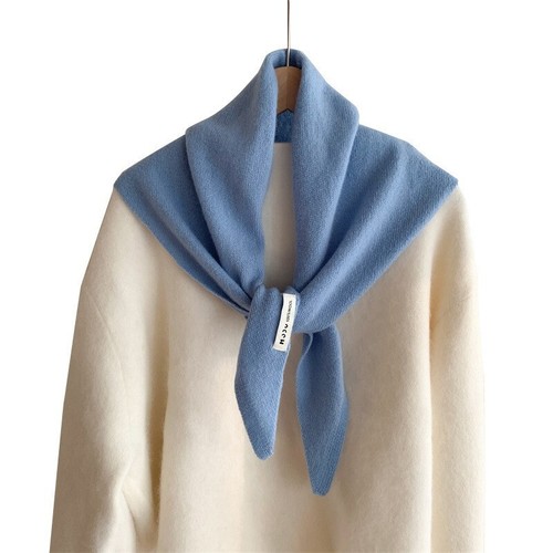 Wool Knitted Triangle Scarf Shawl Women's Thermal Multi-functional Thermal - Picture 5 of 36