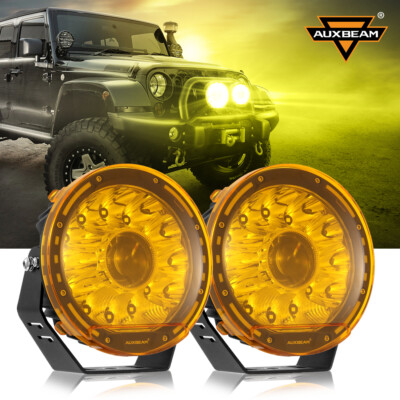 AUXBEAM 7''inch LED Driving Headlights Spot Pods 360-PRO Fog Lights & Amber Cover
