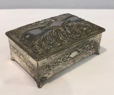 アンティーク　シルバー　蓋付き　フィリグリー ヒートボックス Vintage Covered Hinged Box 3-3/4