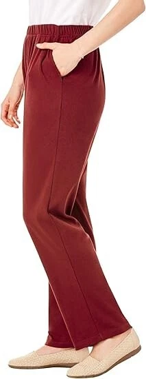 Calça feminina de malha elástica cintura perna reta dentro de 7 dias - Imagem 4 de 4