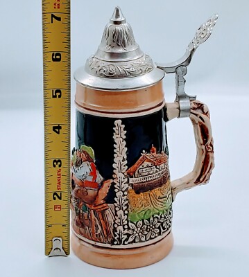 Western Vtg Germany Stonewear Beer Stein Pewter Lid 7in #2 Pre-owned E4