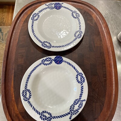 Cynthia Rowley Melamine Blue White Nautical Knot Rope Salad