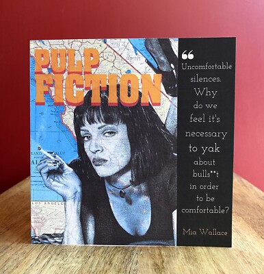 Pulp Fiction Gruß Geburtstagskarte. Stiftzeichnung über Karte. Mia Wallace. Leer