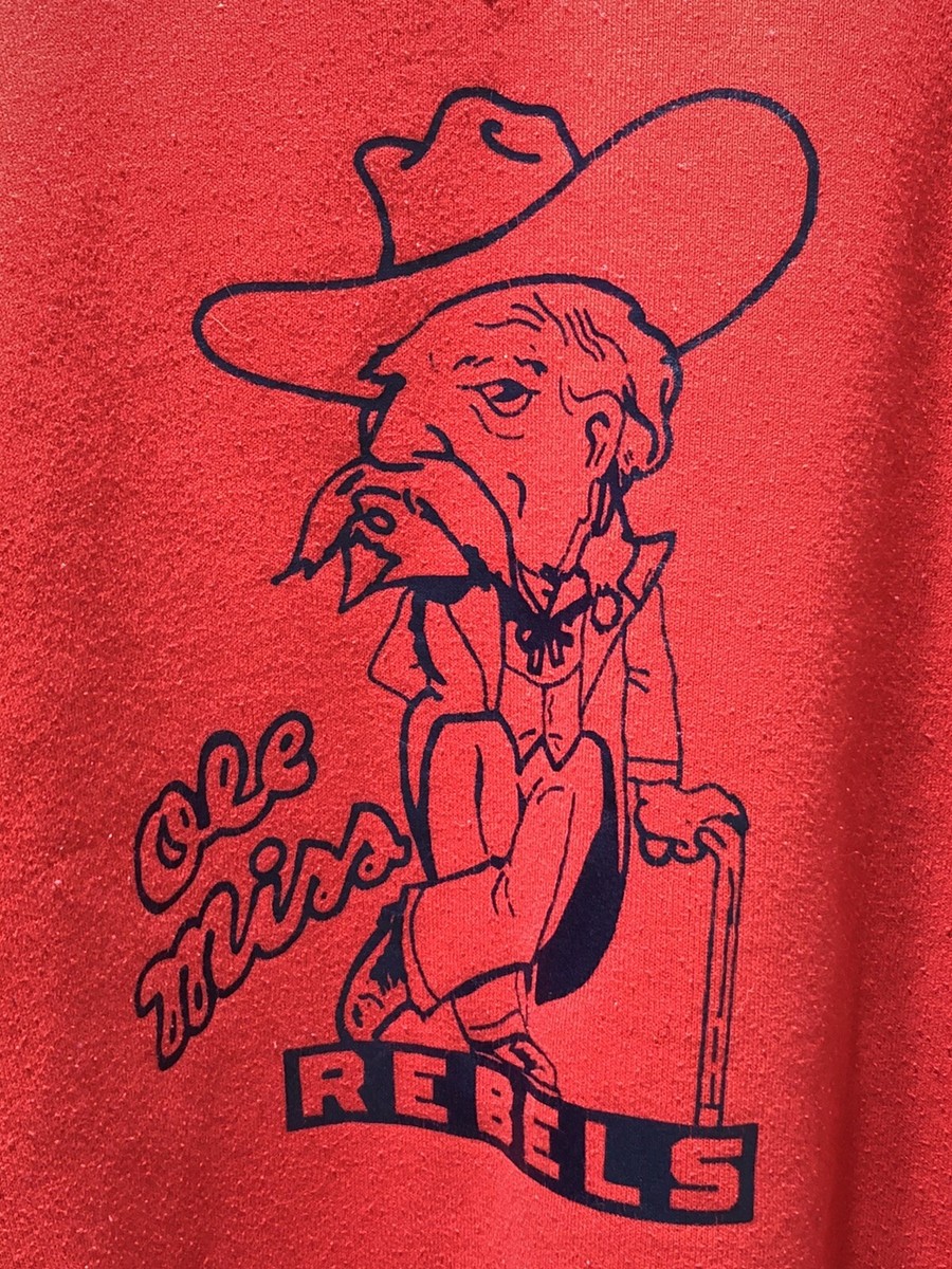 Rare Vintage OLE MISS REBELS Sweatshirt with LARGE Colonel Reb