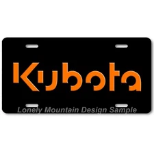 Kubota Inspired Art Orange on Black FLAT Aluminum Novelty Auto License Tag Plate