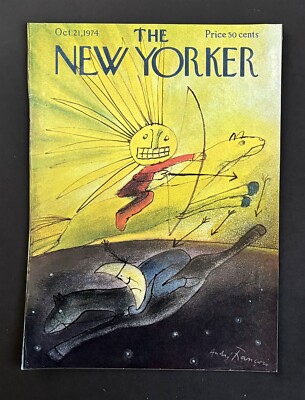New Yorker Magazine LAMINATED COVER ONLY Oct. 21, 1974 Francois Sun vs. Moon