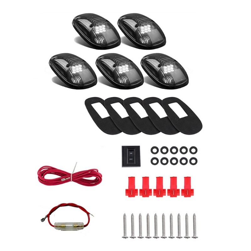 9 LED Car Cab Roof Marker Lights For Truck SUV LED DC 12V Black Smoked