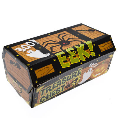 Halloween Treasure Chest EEK Cardboard Box Treat Loot Candy 12'' Favor Holder x1