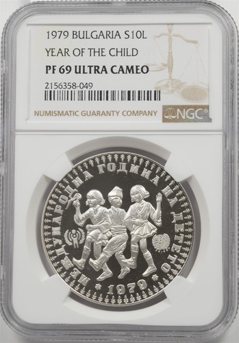 Bulgaria 1979 10 Leva Proof NGC PF69 ULTRA CAMEO Year Of Child NG2071 combine sh - Picture 1 of 2