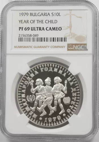 Bulgaria 1979 10 Leva Proof NGC PF69 ULTRA CAMEO Year Of Child NG2071 combine sh