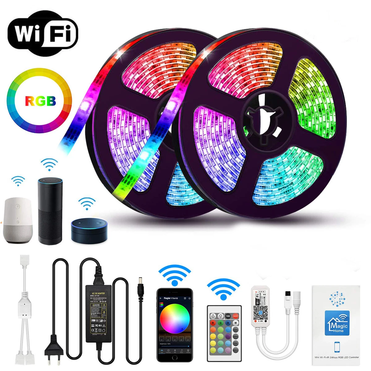 10M 5M LED Strip Light RGB tape lamp Waterproof for Alexa Google