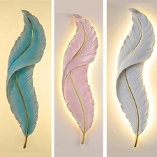 LED Feather Wall Lamp Resin Lamp Bedroom Wall Hallway Home Decor Indoor Lighting