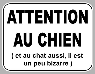 ATTENTION DOG CAT FUNNY HUMOR 12cmX9cm STICKER STICKER AA170