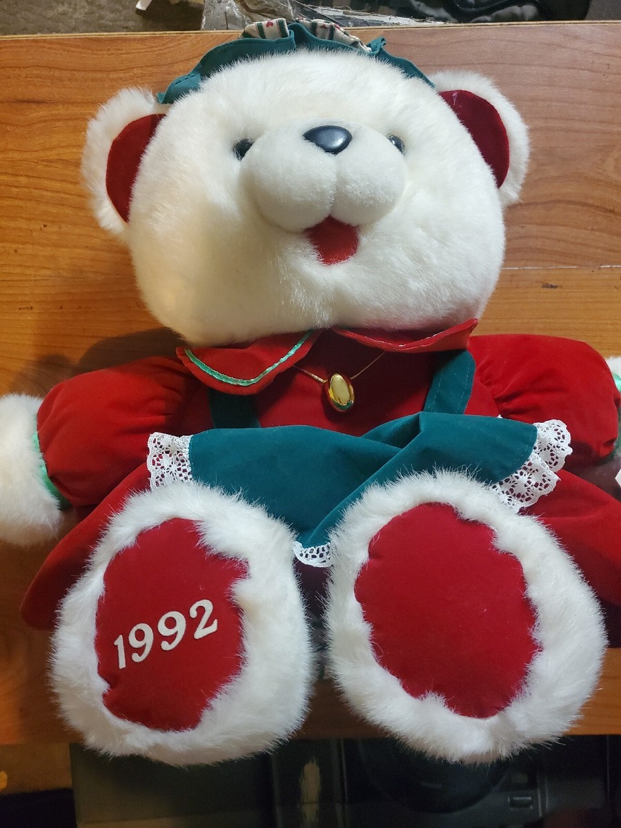 NWT Vintage Kmart Holiday Christmas Plush White Teddy Bear 1992 RED DRESS |  eBay