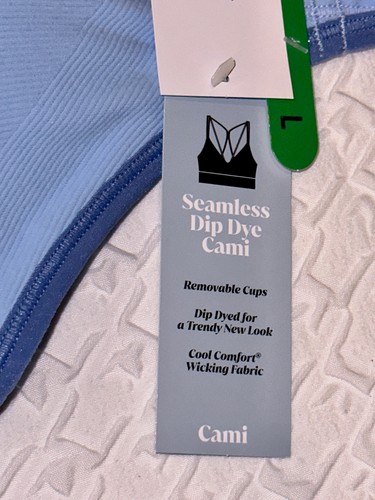 HANES SPORT Seamless Dip Dye Cami Blue Wireless Bralette Bra NEW Womens Sz L - 第 6/8 張圖片