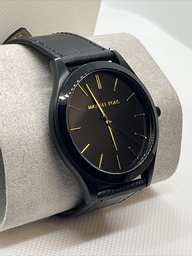Michael Kors Slim Runway MK8607 Men's Black Leather Strap Analog Dial Watch JMB4 - Picture 5 of 12