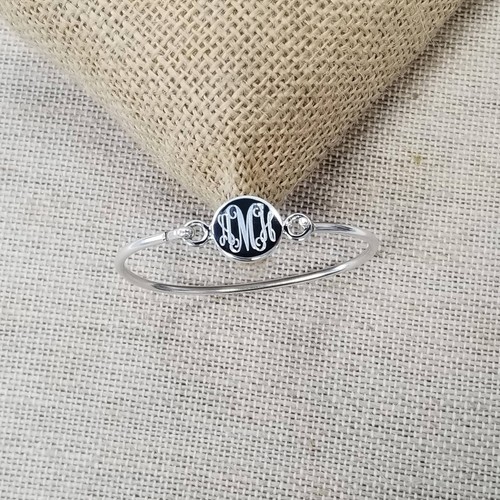 Sterling Silver Children's (3 - 5 yrs old) Monogram Bracelet, Oval,Round, Heart - Picture 4 of 4