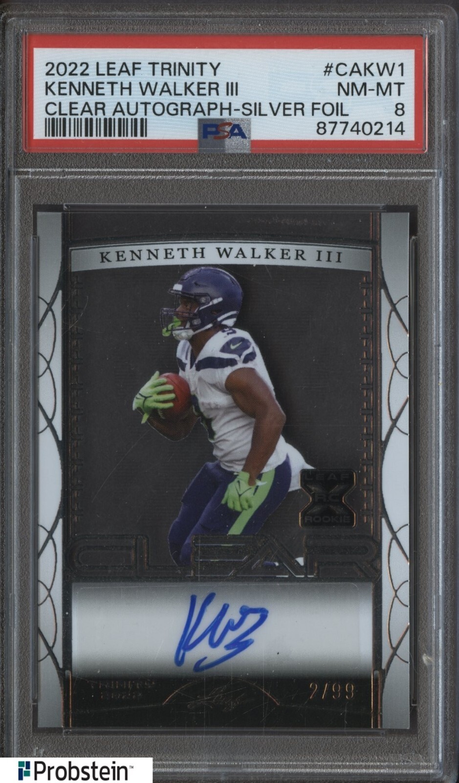 Kenneth Walker III Leaf Trinity Clear Autographs #CAKW1 Silver Foil