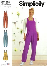 Simplicity R11207 Bib Overalls w Front Pleats & Back Ties Sz 16-24 PATTERN S9382