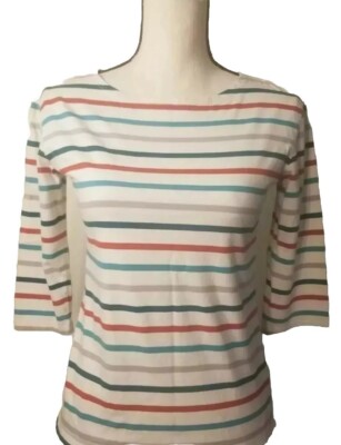Women's  Organic Cotton TOP Seasalt Shirt The Sailor Top 3/4 Sleeves Size 8