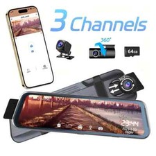 1080P Triple Lens Dash Cam with 32GB Card, Parking Mode, and Night Vision