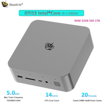 Mini Pc Beelink GTi12 Intel i9-12900H Game Computers RAM32GB SSD1TB Dual LAN2.5G
