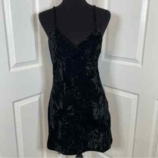 Cotton Candy Vintage Black Crushed Velvet Halter Back Mini Dress Size S