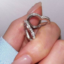 925 Sterling Silver Crystal Heart Huggie Hoop Stud Earrings Womens Girls Gift