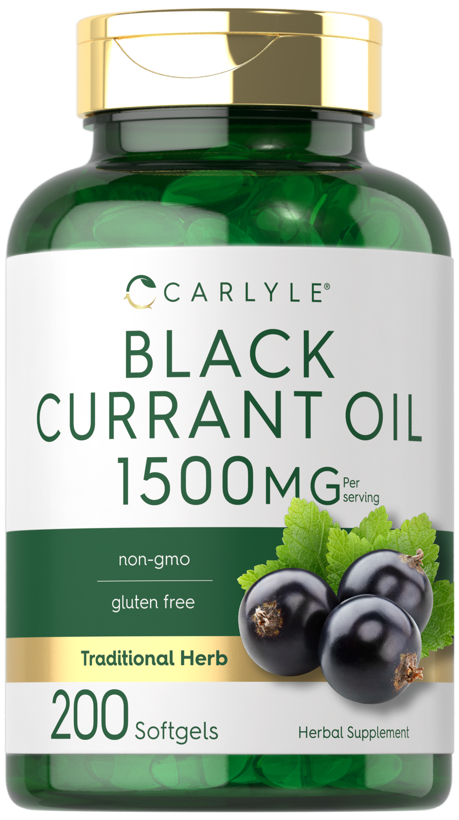 Black Currant Seed Oil | 1500mg | 200 Softgels | Non-GMO | by Carlyle