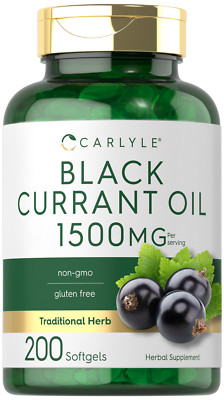 Black Currant Seed Oil | 1500mg | 200 Softgels | Non-GMO | by Carlyle