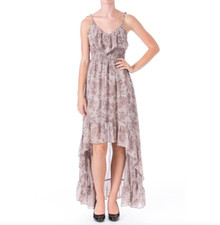 Vintage Guess Women's Medium M Y2K Leopard Printed Chiffon Hi-Low Ruffle Dress
