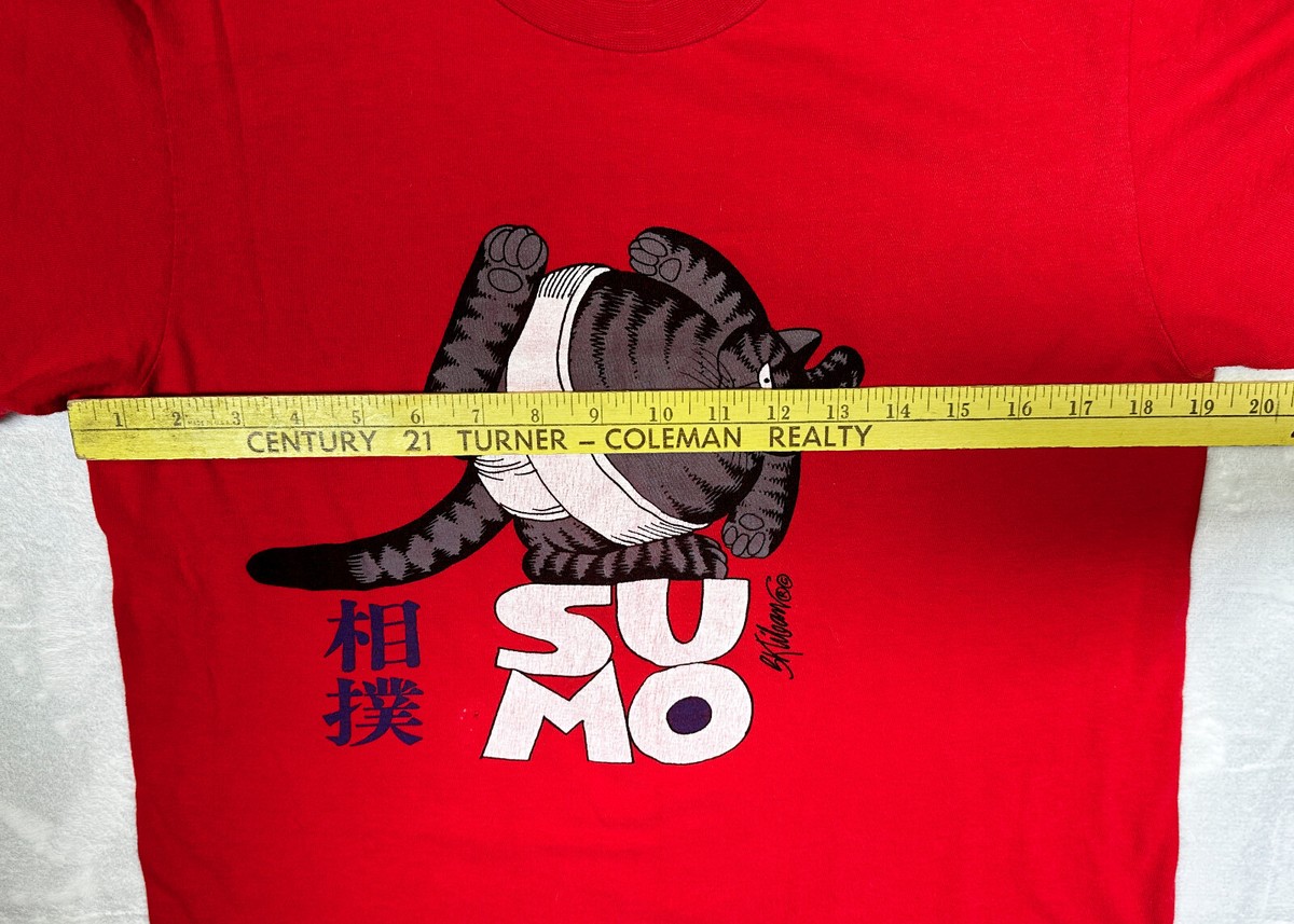 Vintage 80s Sumo Cat B Kliban Red Shirt Crazy Shirts Hawaii Vintage 80s Sumo Cat B Kliban Red Shirt Crazy Shirts Hawaii