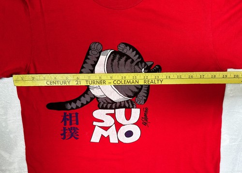 Camisa roja vintage años 80 Sumo Cat B Kliban camisas locas Hawaii EE. UU. talla mediana - Imagen 10 de 11