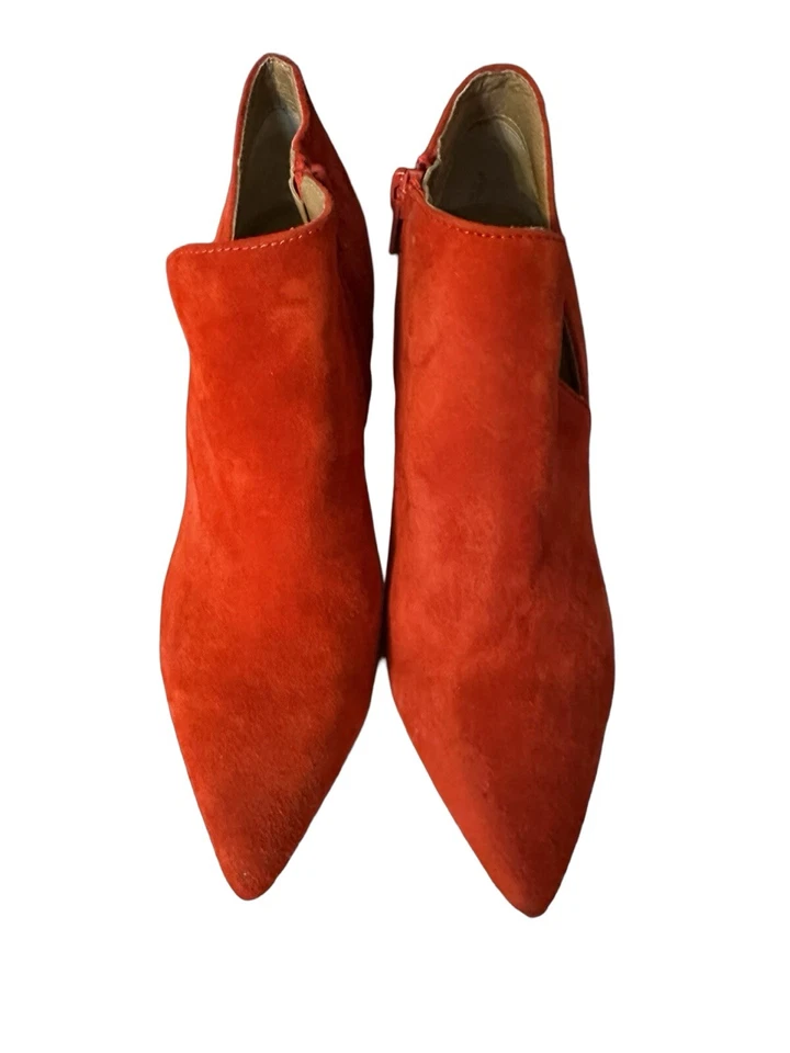 STEVE MADDEN Botín Rojo Corte Abierto Gamuza Cremallera Lateral 7.5M Usado en Excelente Condición Foto 3 de 4