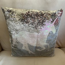 Reversible Sequin Unicorn Throw Pillow Color-Changing "Magic" Flip Sequins 16"