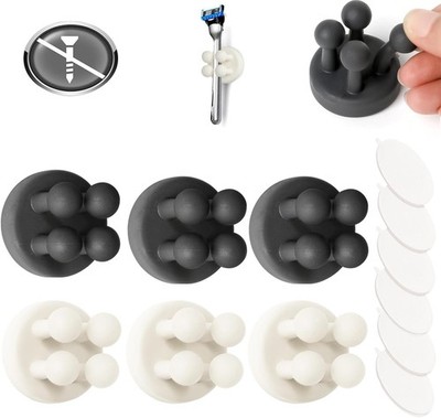 AOT 6 Stück Klebehaken Wandhaken Silikon, Haken Selbstklebend, Elastischen 