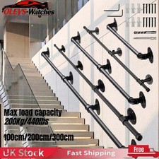 100-300CM Handrail Stair Rail Grab Balustrade Kit Metal Staircase Banister Set 