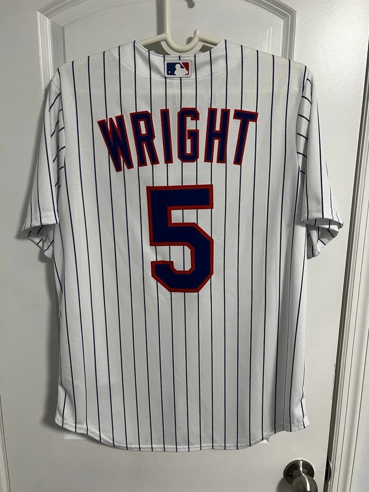 David Wright 纽约大都会队复制品白色细条纹球衣尺寸 2XL — 第 2/3 张图片