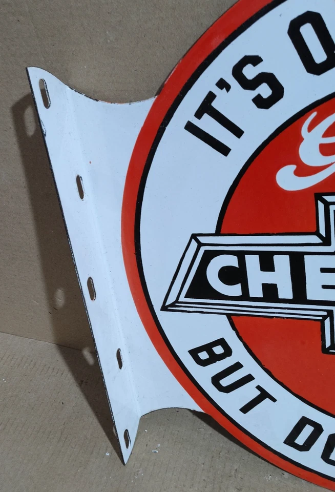 Chevrolet Porcelain Enamel Sign 19.5 x 17 Inches 2 Sided - Image 2 of 4