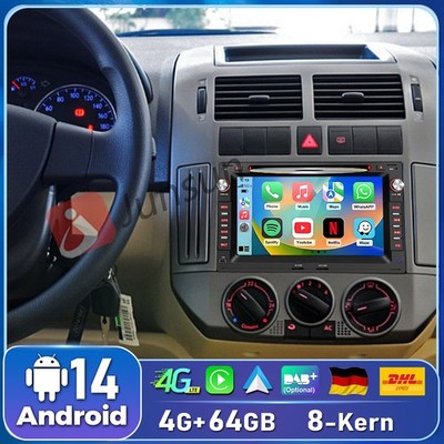 DAB+ CD DVD CARPLAY Android 15 Für Volkswagen Polo 2001-2009 Autoradio SWC