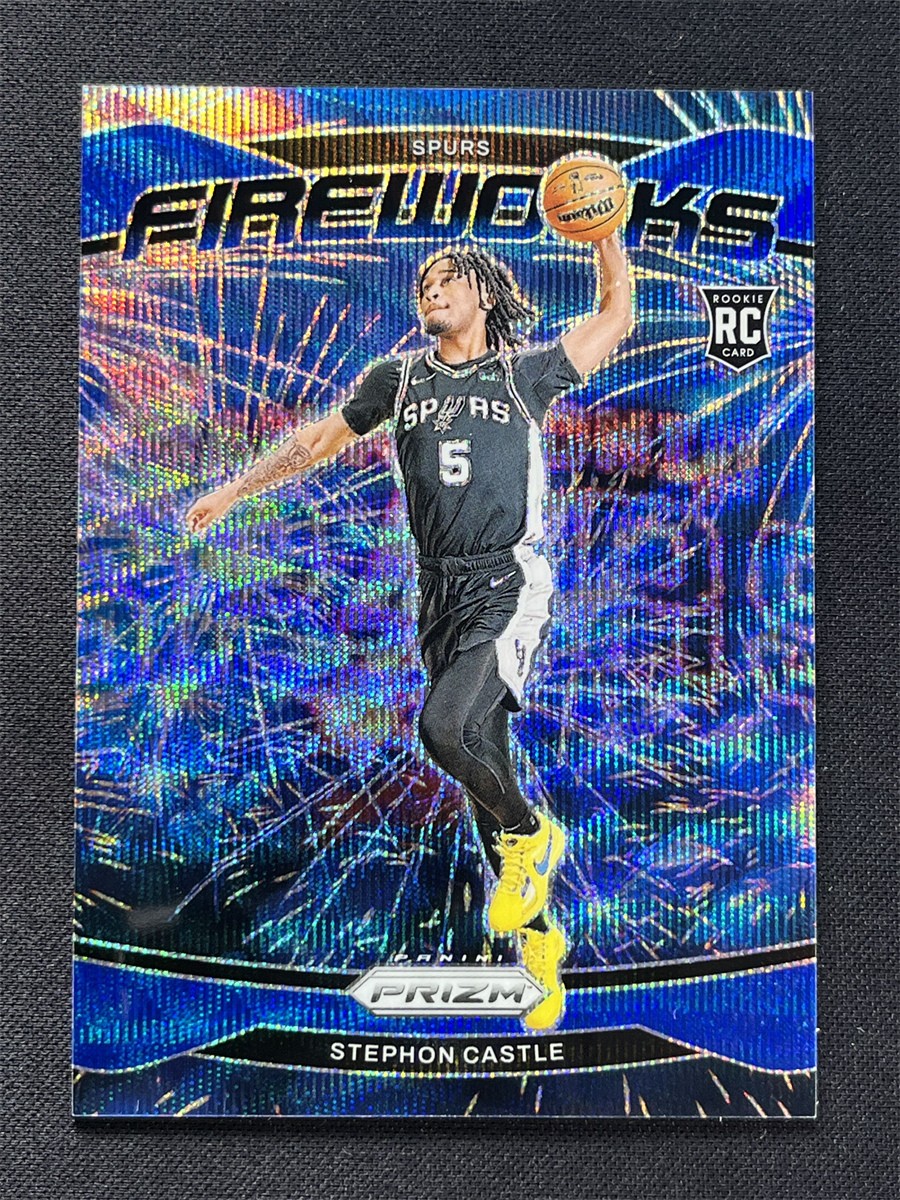2024-25 Panini Prizm Stephon Castle #13 Fireworks Blue Wave Prizm Rookie RC /175