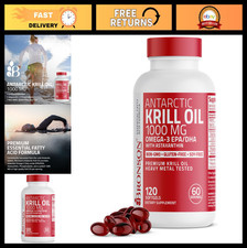 Antarctic Krill Oil 1000mg - Omega-3 EPA DHA, Heavy Metal Tested, 120 Softgels