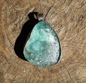 Rare Afghan Ancient Roman Glass Pendant 1.2"x 1" (2855E852) Rustic