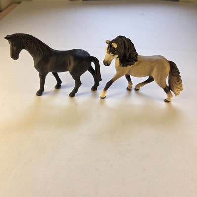 Two Schleich Horses, A Black And A Buckskin. AM Limes 69