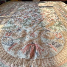 Vintage Kashmiri Chain Stitch Floral Rug / Wall Hanging 40+ Years Old