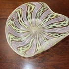 Vintage Murano Latticino Ribbon Blown Glass Candy Bowl Dish Pastel MCM Italy HTF