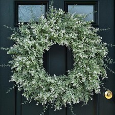 26" Large Artificial Eucalyptus Wreath for Front Door Decor 26", White-green