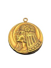 Egyptian Maid on the Moon Goddess lady gold tone pendant for necklace 