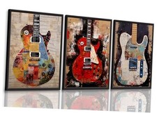 Graffiti Guitar Wall Art Musical Themed Wall Decor Colorful 16L" x 24W" Poster