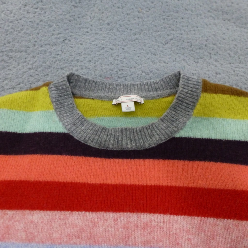 Suéter Gap Mujer Grande Rayas Arco Iris Corderos Lana Tejido Pullover Colorido Foto 3 de 4